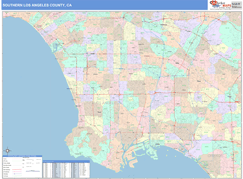 Southern Los Angeles County Metro Area Digital Map Color Cast Style